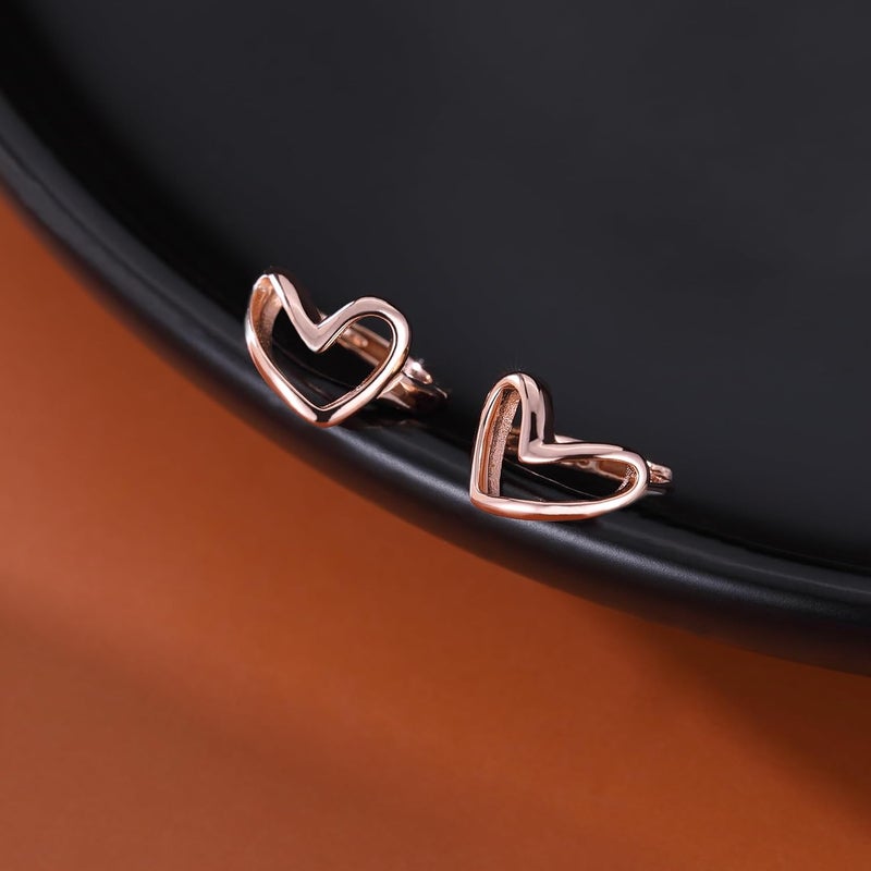 Reffeer Solid 925 Sterling Silver Love Heart Hoop Earrings for Women Teen Girls Heart Hoop Earrings Love Huggie - Image 4